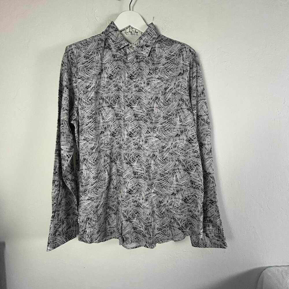 Robert Graham Mens Classic Linen Blend Long Sleeve Button Shirt Large Black NWOT